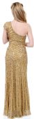 Full Length Sophisticated Sequined Evening Gown back in Gold